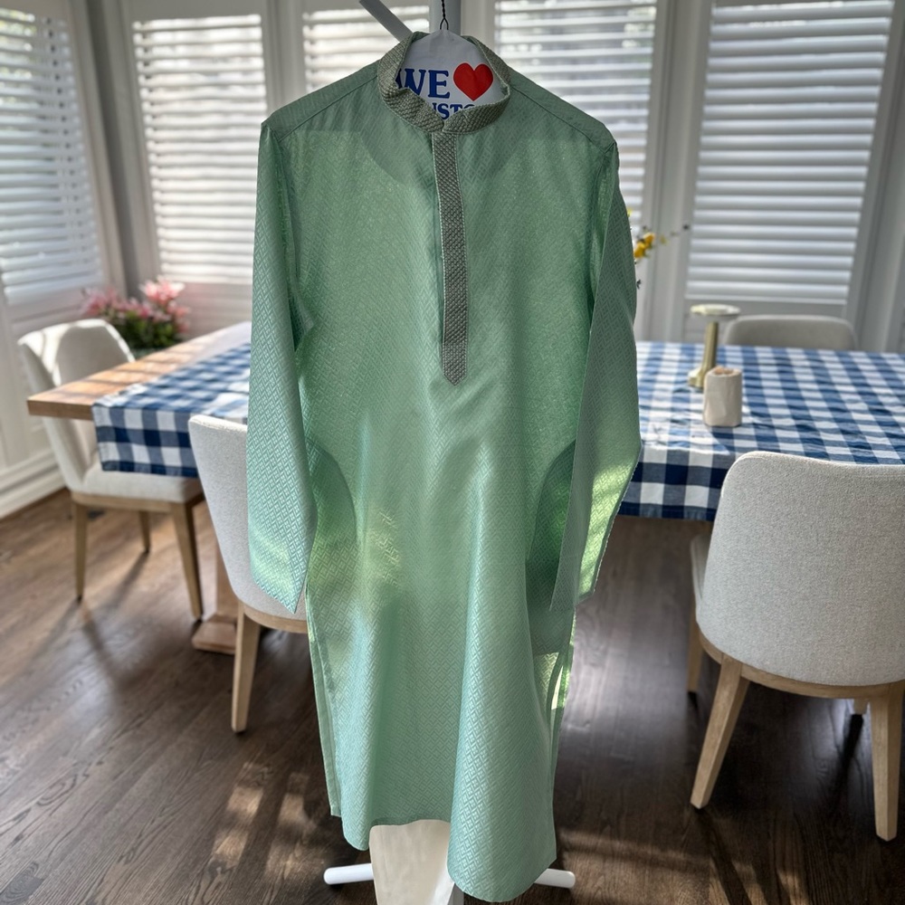 Teal and White Kurta (Size 40)